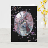 Feuille d'automne de carte de chat de sorcière de (Fleur jaune)