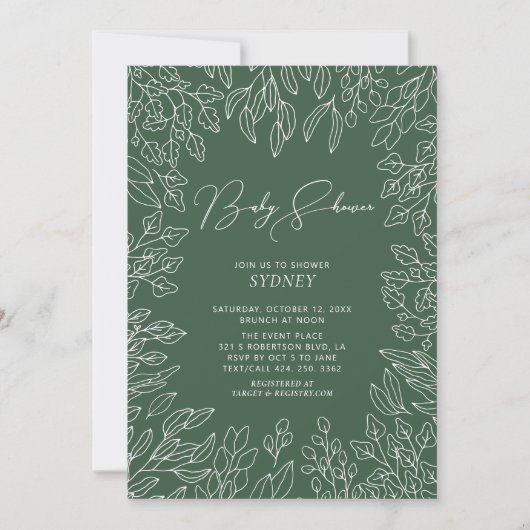 Feuille d'automne | Invitation au Baby shower neut (Devant)