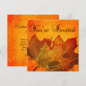 Feuille d'automne orange Invitation de Thanksgivin (Devant / Derrière)