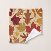 Feuille d'automne sur la damassé beige (Gant de toilette)