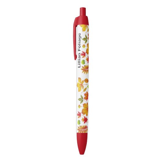Feuille d'automne sur le stylo d'écriture (Haut (Vertical))