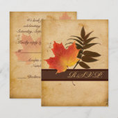 Feuille d'automne sur papier vieilli - Carte répon (Devant / Derrière)