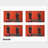 Feuille de 4 - I Love Doberman Stickers (Feuille)
