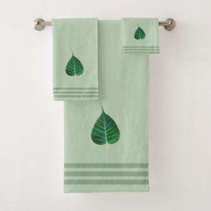 Feuille de Bodhi et trois bandes sur vert laurier