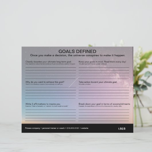 Feuille de calcul des objectifs définis (Debout devant)