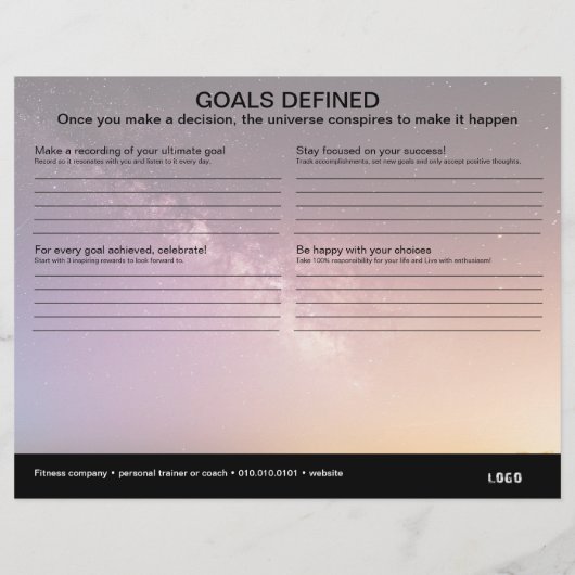 Feuille de calcul des objectifs définis (Dos)