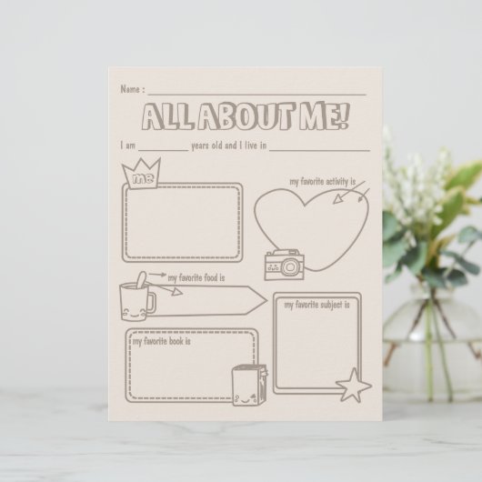 Feuille de calcul Simple All About Me (Debout devant)