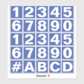 Feuille de chiffres en Stickers Bleu et Blanc (Feuille)