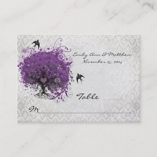 Feuille de coeur pourpre Table Cartes de place (Devant)