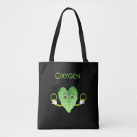 Feuille de cœur vert heureux sur sac fourre-tout n