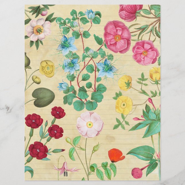 Feuille de collage floral vintage (Devant)