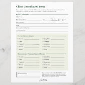 Feuille de consultation du client (Devant)