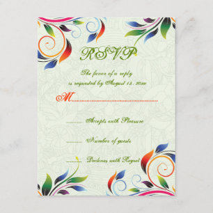 Feuille de défilement colorée, carte RSVP de maria