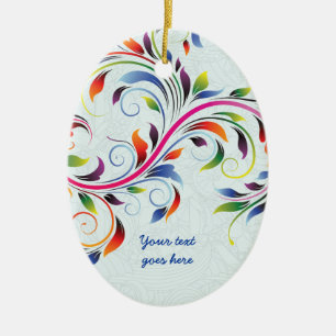 Feuille de défilement colorée, ornement floral ble