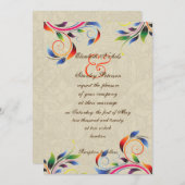 Feuille de défilement colorée sur faire-part de ma (Devant / Derrière)