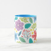 Feuille de fleurs Imprimer Mug café bleu moderne (Centre)