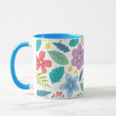 Feuille de fleurs Imprimer Mug café bleu moderne (Gauche)