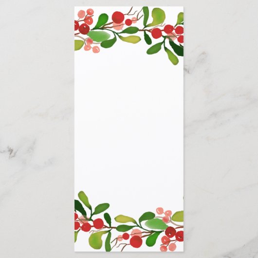 Feuille de houx Baie de Noël | Menu de mariage (Dos)