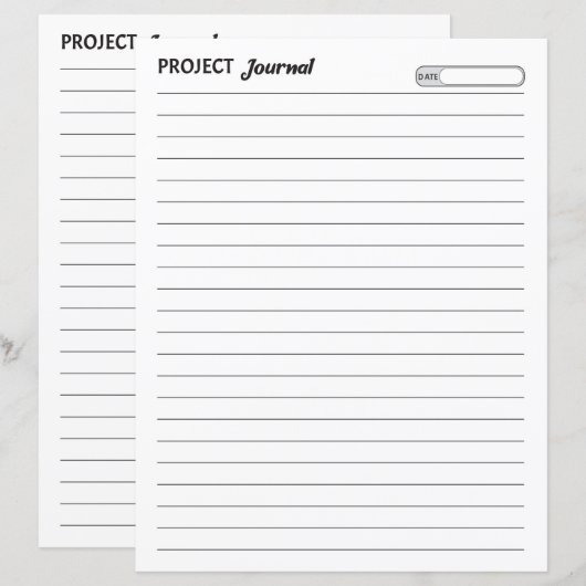 Feuille de journal de projet (Devant / Derrière)