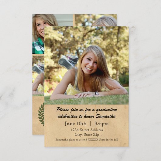 Feuille de laurier - Faire-part de 3x5 (Devant / Derrière)