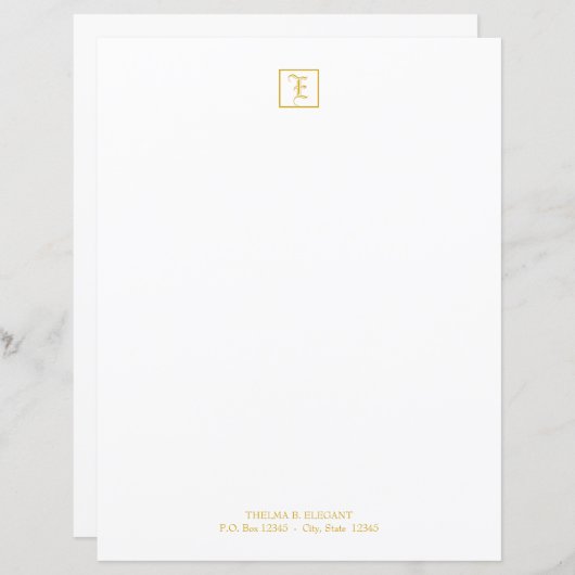 Feuille de lettre Monogramme or traditionnel (Devant / Derrière)