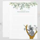 Feuille de lin Callie Koala Eucalyptus (Devant / Derrière)