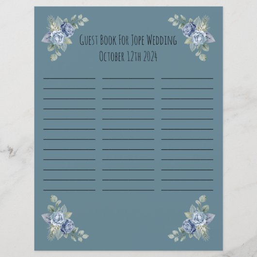 Feuille de livre d'invité mariage (Devant)