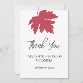 Feuille de Maple Rouge Automne Mariage Merci  (Devant)