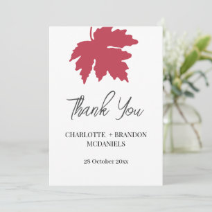 Feuille de Maple Rouge d'Automne Mariage Merci 