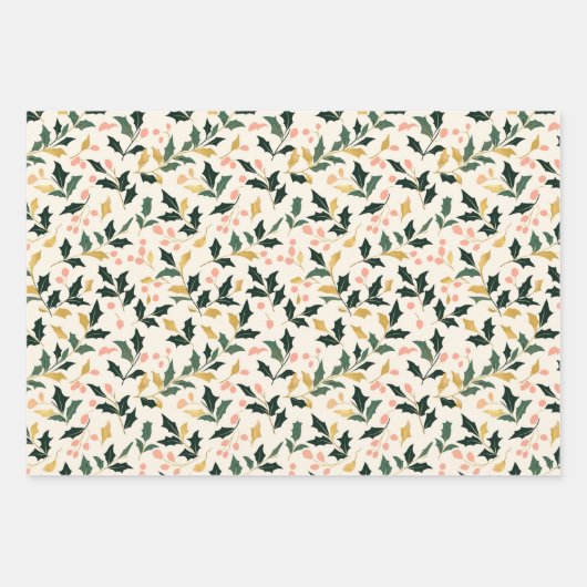 Feuille de Noël Vert ivoire Or rose (Devant 2)