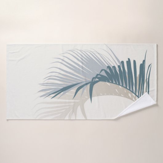 Feuille de palme bleue avec ombre  (Serviette de bain)