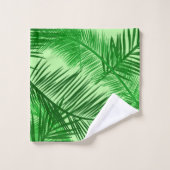 Feuille de palme Impression, émeraude et vert citr (Gant de toilette)