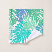 Feuille de palme tropicale monogrammé (Gant de toilette)