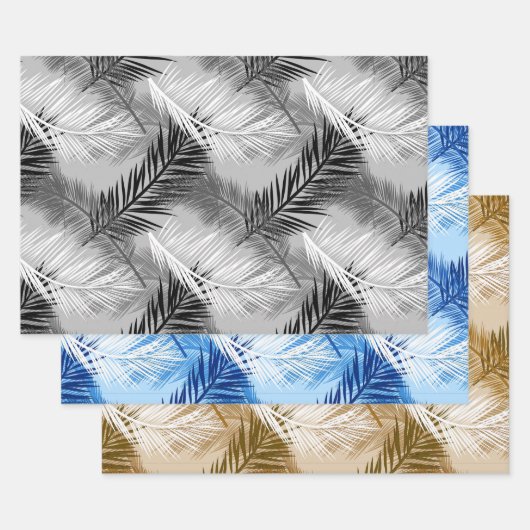 Feuille de palme, Vert, Noir/Blanc, Bleu, Tan (Lot)