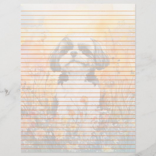 Feuille de papeterie Shih Tzu alignés - 22 cm x 28 (Devant)