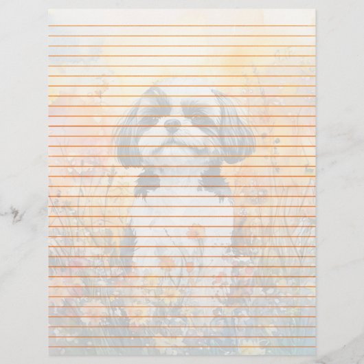 Feuille de papeterie Shih Tzu alignés - 22 cm x 28 (Dos)