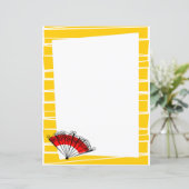 Feuille de papier à bordure rayée éventail espagno (Debout devant)