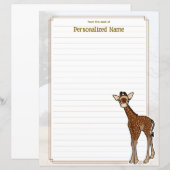 Feuille de papier à lin blanc Gerry Giraffe (Devant / Derrière)
