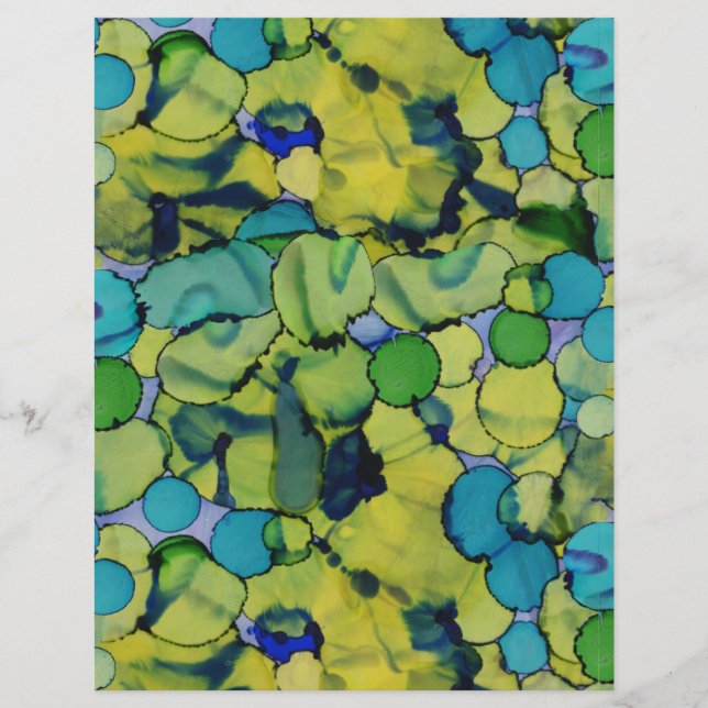Feuille de papier aquarelle verte sarcelle bleue a (Devant)