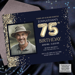 Feuille de papier avec ballon en or pour 75e anniv