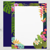 Feuille de papier blanc Tropical Garden Navy (Devant / Derrière)
