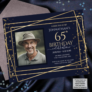 Feuille de papier bleu or pour 65e anniversaire