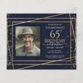 Feuille de papier bleu or pour 65e anniversaire (Devant)