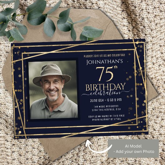 Feuille de papier bleu or pour 75e anniversaire