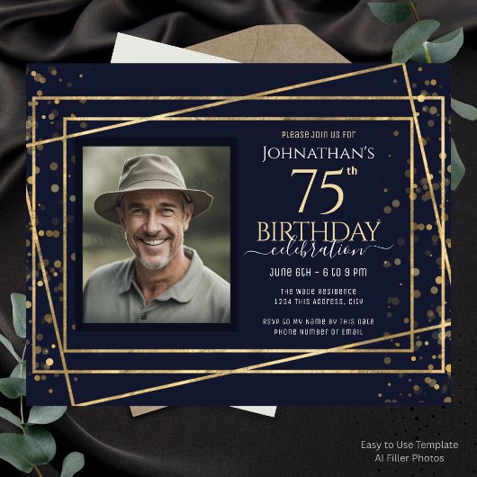 Feuille de papier bleu or pour 75e anniversaire