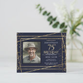Feuille de papier bleu or pour 75e anniversaire (Debout devant)