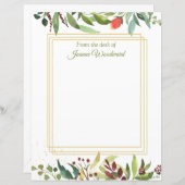 Feuille de papier bordée de feuillage de jardin d' (Devant / Derrière)