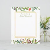 Feuille de papier bordée de feuillage de jardin d' (Debout devant)