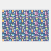 Feuille De Papier Cadeau 100e anniversaire gâteau présente Ballons Bleu (Devant 3)