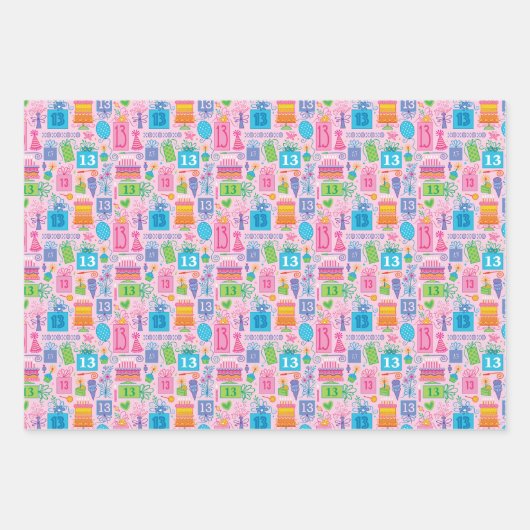 Feuille De Papier Cadeau 13e anniversaire (Devant)